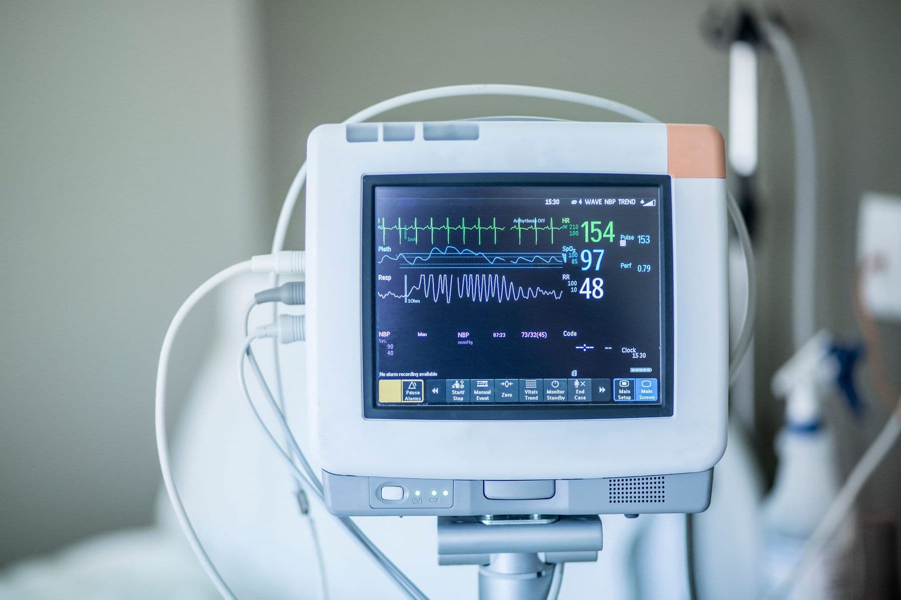 Patient vital signs monitor in a clinical setting