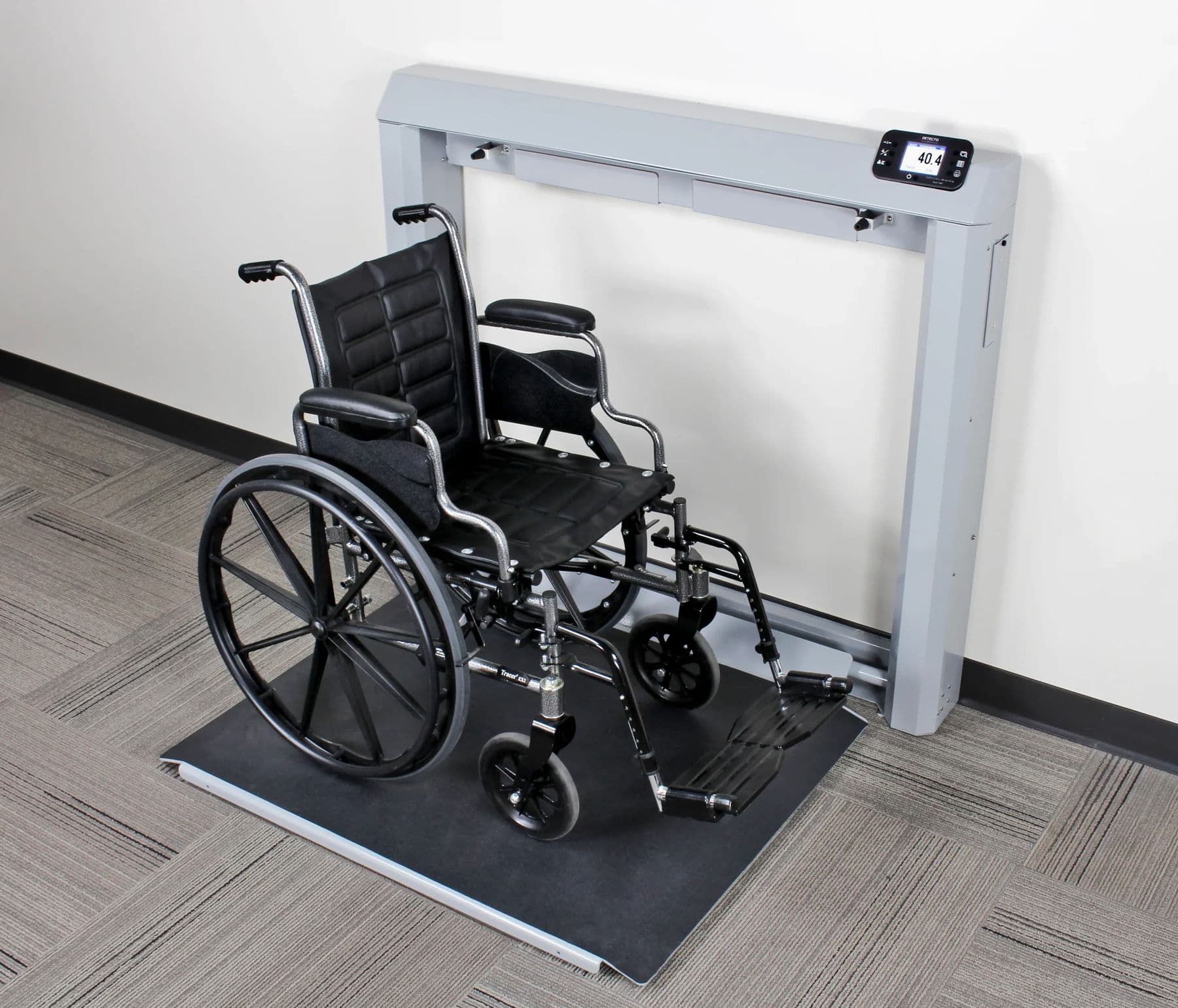 Wheelchair on an accessible platform scale